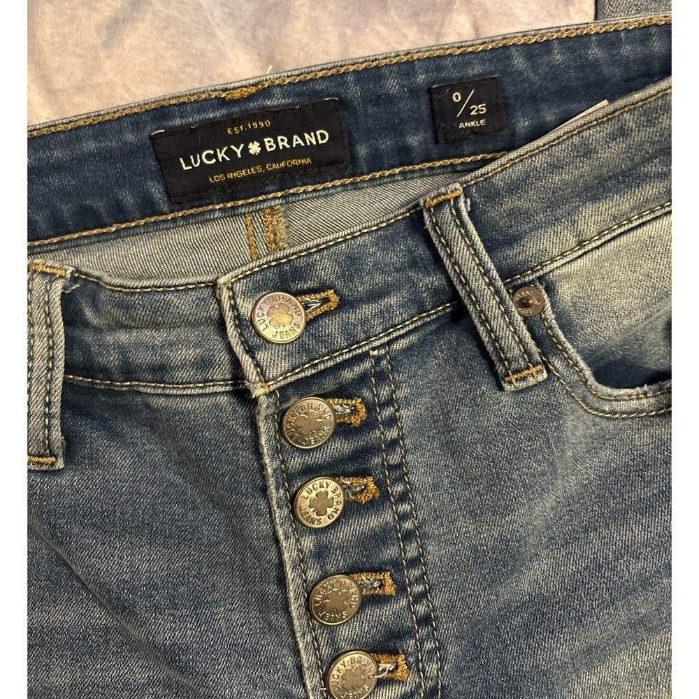 Lucky Brand Hi Rise Stretch Bridgette Skinny Button Fly Jeans, Size 0/25 - Picture 5 of 8